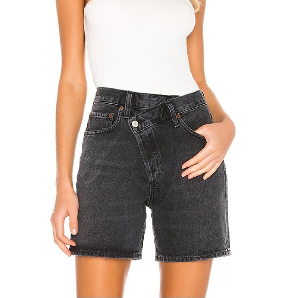 Agolde cross cross denim shorts